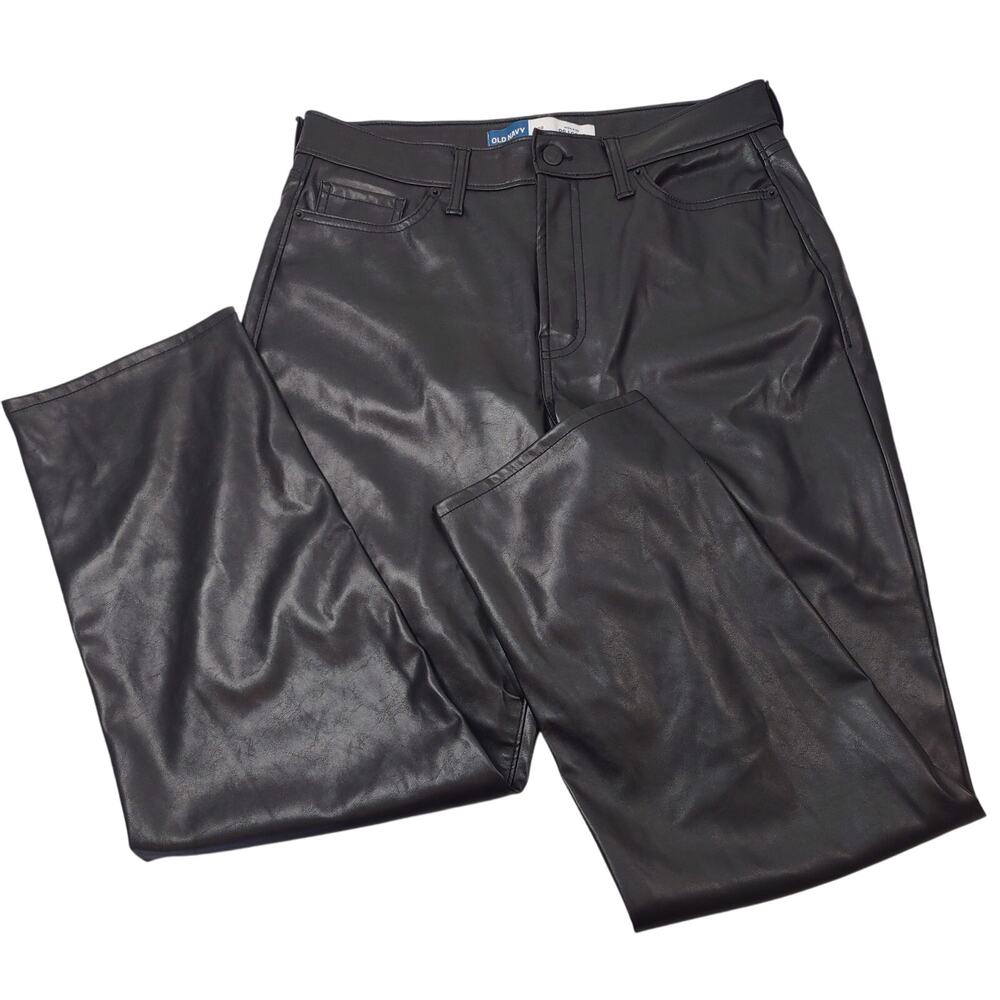 Old Navy Loose Fit, High Rise Faux Leather Pants, Size 10